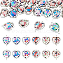 20Pcs Polymer Clay Heart & CCB Frame Links Connector Charms&nbsp;CLAY-TADJ0001-07
