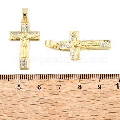 Crucifix Cross Brass Micro Pave Cubic Zirconia Pendants&nbsp;KK-M325-08G
