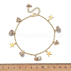 2Pcs 2 Styles Dyed Natural Freshwater Shell & 304 Stainless Steel Starfish Charm Cable Chain Anklet Sets&nbsp;AJEW-AN00853