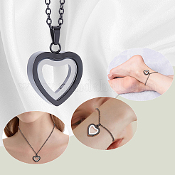 1Pc Stainless Steel Heart Pendant Urn Ashes Necklaces&nbsp;NJEW-CN0001-17B