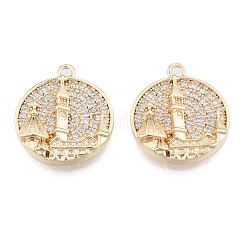Brass Micro Pave Clear Cubic Zirconia Pendants&nbsp;KK-N216-566LG