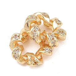 Twisted Brass Micro Pave Clear Cubic Zirconia European Beads&nbsp;KK-C142-02LG