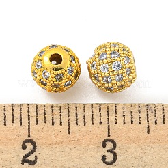 Round Brass Micro Pave Cubic Zirconia Beads&nbsp;ZIRC-N016-01G-6MM