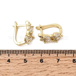 Leaf Brass Micro Pave Clear Cubic Zirconia Hoop Earrings&nbsp;EJEW-H180-29G