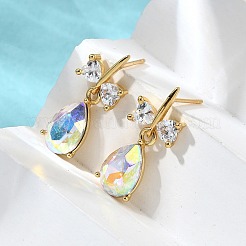 Teardrop Brass Stud Earrings&nbsp;EJEW-Z086-10G