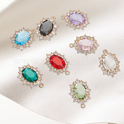 8Pcs 8 Styles Brass Glass Clear Cubic Zirconia Pendants&nbsp;KK-BBC0021-24