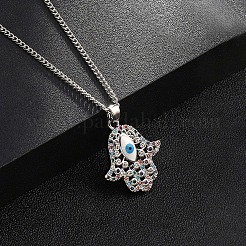 Brass Micro Pave Cubic Zirconia Pendant Necklaces&nbsp;NJEW-M211-04B-P