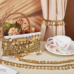 Polyester Fringe Lace Trim Ribbon with Charms Tassel&nbsp;OCOR-WH0078-337A
