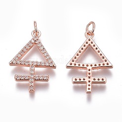 Brass Micro Pave Clear Cubic Zirconia Pendants&nbsp;ZIRC-Z008-25RG