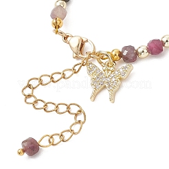 Electroplate Non-magnetic Synthetic Hematite & Natural Multicolor Tourmaline Cube Beaded Bracelets for Women&nbsp;BJEW-JB13122