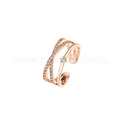 Brass Rhinestone Open Cuff Rings for Women&nbsp;FS-WG095AA-02