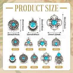 27Pcs 9 Styles Alloy & Synthetic Turquoise Chandelier Component Links&nbsp;FIND-TA0010-42B
