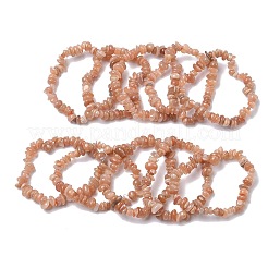 Natural Sunstone Chip Beads Stretch Bracelets for Men Women&nbsp;BJEW-C145-01B