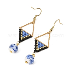 304 Stainless Steel with Cylinder Seed Beads Dangle Earrings&nbsp;EJEW-MZ00810-01
