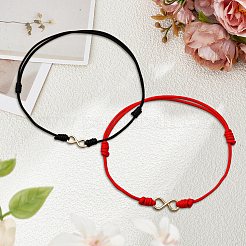 4Pcs 2 Colors Alloy Infinity Link Adjustable Cord Anklets&nbsp;AJEW-GO0002-53