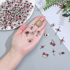 28Pcs 14 Styles Zinc Alloy Red Enamel Pendants&nbsp;ENAM-PH0003-11