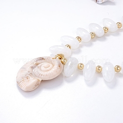 Summer Beach Resin Conch Shaped Pendant CCB Plastic Beaded Necklaces with Alloy End Chains&nbsp;NJEW-D336-03B-G