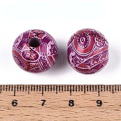 Bohemian Style Printed Schima Wood Beads&nbsp;WOOD-T032-31E