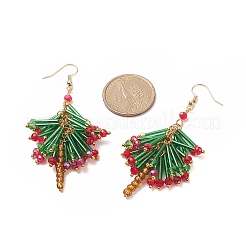 Glass Beaded Christmas Tree Dangle Earrings&nbsp;EJEW-JE05153