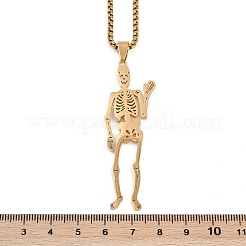 201 Stainless Steel Skeleton Pendant Necklaces&nbsp;NJEW-K283-08G