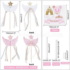 4Pcs 2 Colors Resin Wing & Star Cake Topper&nbsp;DIY-FH0002-91