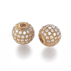 Brass Micro Pave Cubic Zirconia Beads&nbsp;ZIRC-G149-C-C