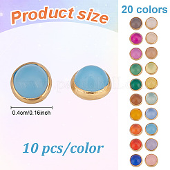 200Pcs 20 Colors 2-Hole Brass Plastic Buttons&nbsp;BUTT-GO0001-08