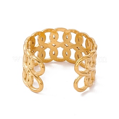 Ion Plating(IP) 304 Stainless Steel Curb Chains Shape Open Cuff Ring&nbsp;RJEW-H107-16G