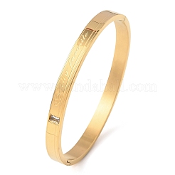 My Forever 304 Stainless Steel Micro Pave Cubic Zirconia Hinged Bangles for Women&nbsp;BJEW-B161-12G-01