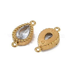 Ion Plating(IP) 304 Stainless Steel Cubic Zirconia Teardrop Links Connector Charms&nbsp;STAS-K256-23G-07