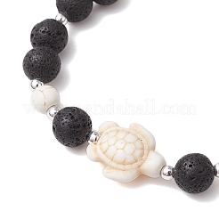 Synthetic Turquoise and Natural Lava Rock Beads Stretch Bracelets for Men Women&nbsp;BJEW-JB11824-02