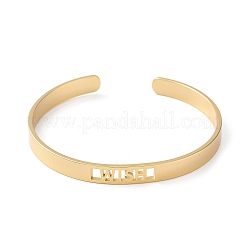 Rack Plating Brass Open Cuff Bangles for Women&nbsp;BJEW-M303-02C-G