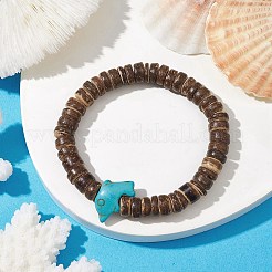 Natural Coconut Rondelle Beaded Stretch Bracelets&nbsp;BJEW-JB10217-01