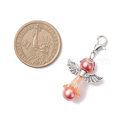 5Pcs Glass Pearl & Acrylic Angel Pendant Decorations&nbsp;HJEW-JM04514
