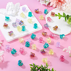 50Pcs UV Plating Transparent Acrylic Beads&nbsp;PACR-TA0001-26