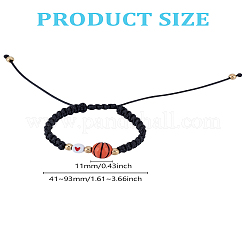 1Pc Sport Theme Acylic & Alloy Braided Bead Bracelets&nbsp;BJEW-LP0003-23B