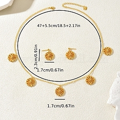 Brass Flower Pendant Necklace & Stud Earrings Set for Women&nbsp;BA0764