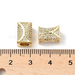 Brass Micro Pave Clear Cubic Zirconia European Beads&nbsp;KK-C104-02G