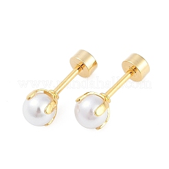 White Round Plastic Imitation Pearl Ear Fake Plugs&nbsp;EJEW-H105-20G
