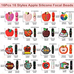16Pcs 16 Styles Apple Silicone Focal Beads&nbsp;SIL-CJ0002-24