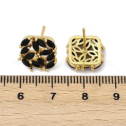 Brass Micro Pave Cubic Zirconia Stud Earrings&nbsp;KK-F358-02G-03