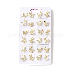 Brass Micro Pave Clear Cubic Zirconia Stud Earrings&nbsp;EJEW-D305-20G-03