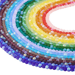 18 Strands 18 Colors Frosted Opaque Glass Beads Strands&nbsp;GLAA-TA0003-40