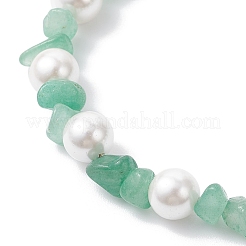 3Pcs Natural Mixed Gemstone Chip & Glass Shell Round Beaded Bracelets&nbsp;BJEW-JB12317