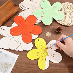 Unfinished Wood Flower Pendants&nbsp;AJEW-WH0270-733