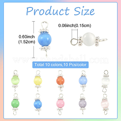 100Pcs 10 Colors Cat Eye Connector Charms&nbsp;PALLOY-YW00176