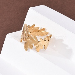 304 Stainless Steel Open Cuff Rings for Women&nbsp;RJEW-K309-37B-G