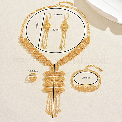 Middle Eastern Alloy Hollow Geometric Tassel Bracelets & Earrings & Necklaces & Rings Sets for Women&nbsp;QG4833