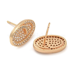 Rack Plating Oval Brass Clear Cubic Zirconia Stud Earrings&nbsp;EJEW-M090-21G