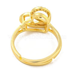 Heart with Letter Rack Plating Brass Micro Pave Cubic Zirconia Adjustable Rings for Women&nbsp;RJEW-I105-06G-Z
